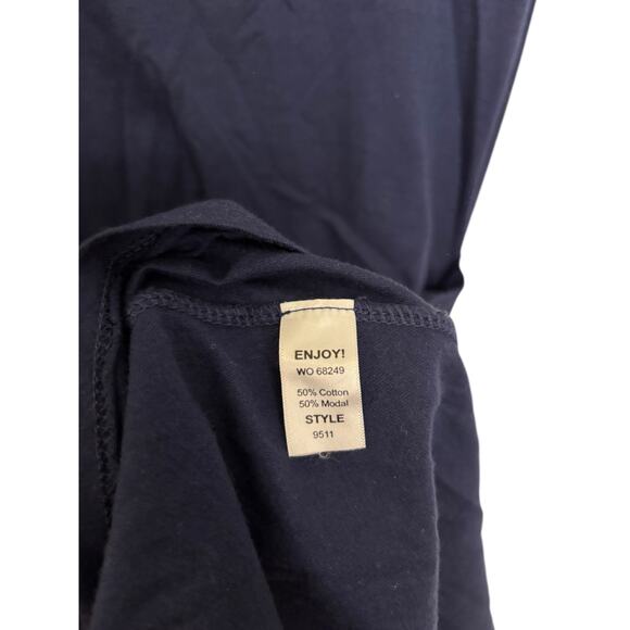 Michael Stars Dress Womens Large Navy Blue Asymmetrical Ruched Sleeveless 9511 - Picture 4 of 4